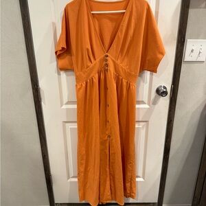 SHEIN Orange V-Neck Dolman Sleeve Sundress